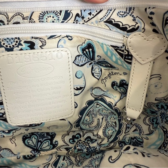 Brighton Bag Purse Leather Crossbody White Stitching with Mini bag - Picture 10 of 11